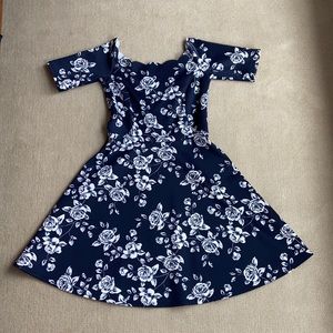 Blue off the shoulder dress